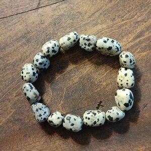 Dalmatian Jasper bracelet 9 inch stretch to fit